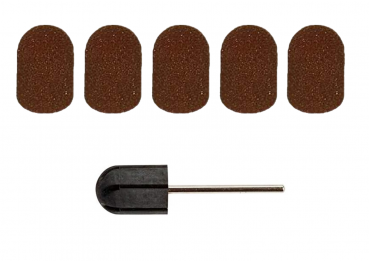 1 Kappenträger + 5 Schleifkappen Set 13 mm Gummiträger für Kappenschleifer – ideal für Fuß- und Nagelpflege